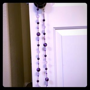 SOLD Purple Beaded Necklace - Medium Length